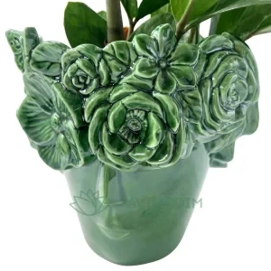 Vaso Decorativo Rosto com Flores
