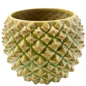 Vaso cerâmico verde texturado